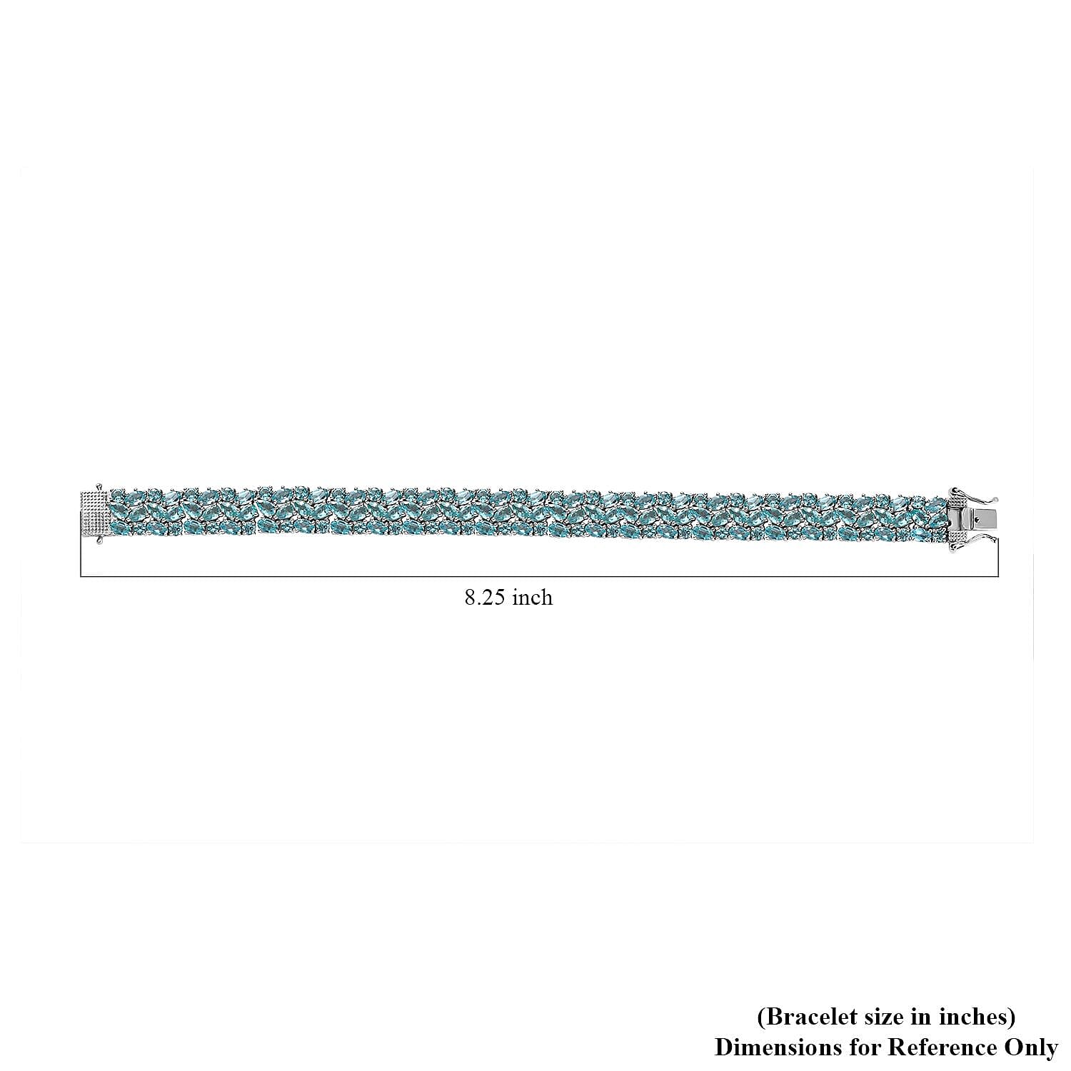 D'Joy Betroka Blue Apatite Bracelet in Platinum Over Sterling Silver (7.25 In) 26.85 ctw