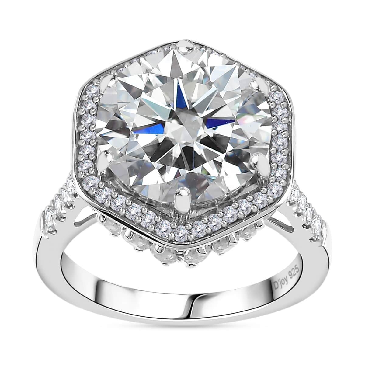 Moissanite Halo Ring in Platinum Over Sterling Silver (Size 10.0) 7.80 ctw image number 0