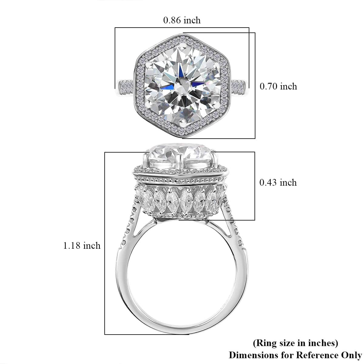 Moissanite Halo Ring in Platinum Over Sterling Silver (Size 10.0) 7.80 ctw image number 6