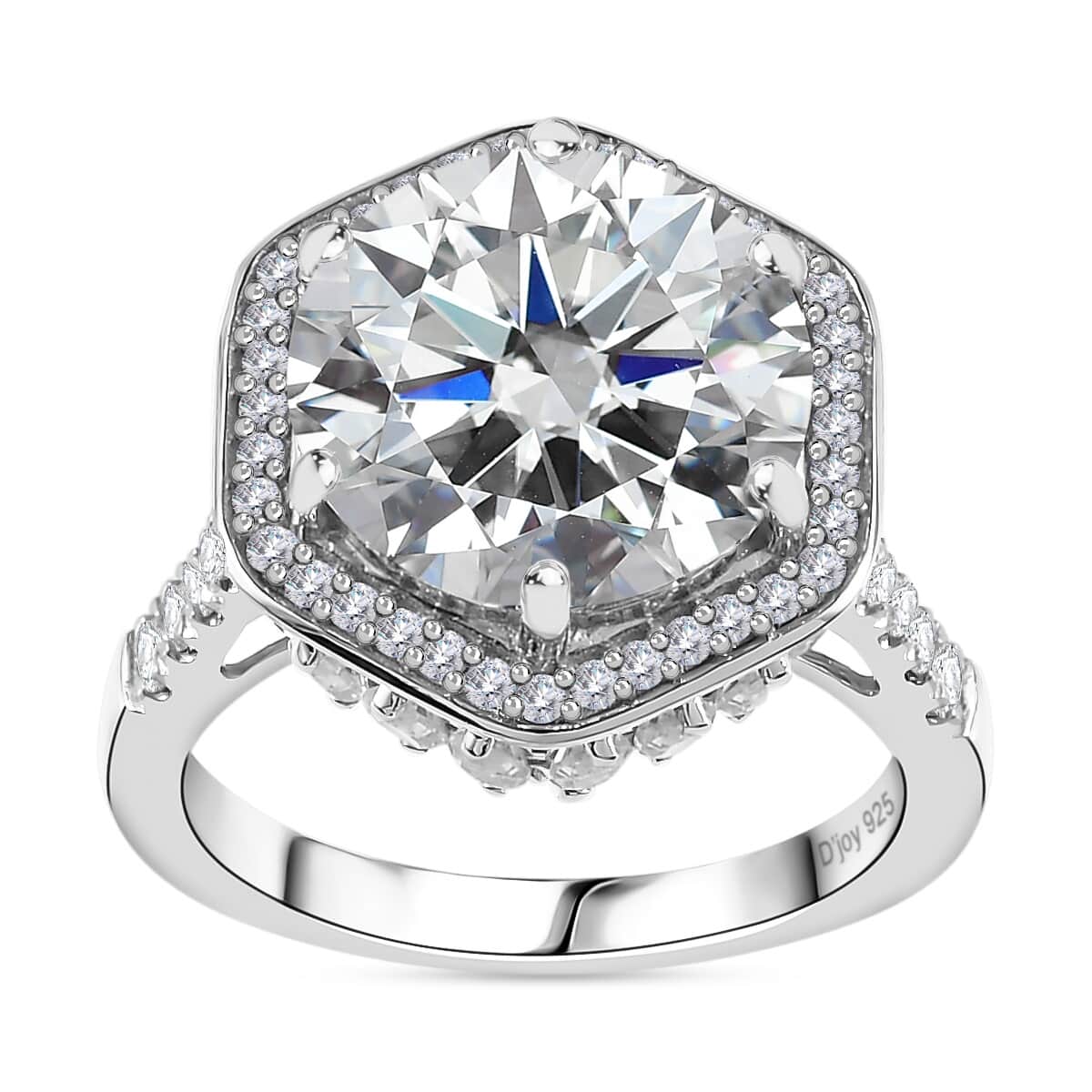 Moissanite Halo Ring in Platinum Over Sterling Silver (Size 7.0) 7.80 ctw image number 0