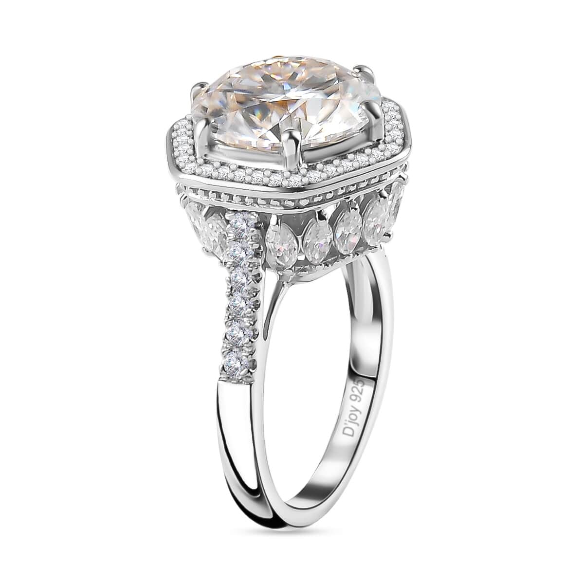 Moissanite Halo Ring in Platinum Over Sterling Silver (Size 7.0) 7.80 ctw image number 4