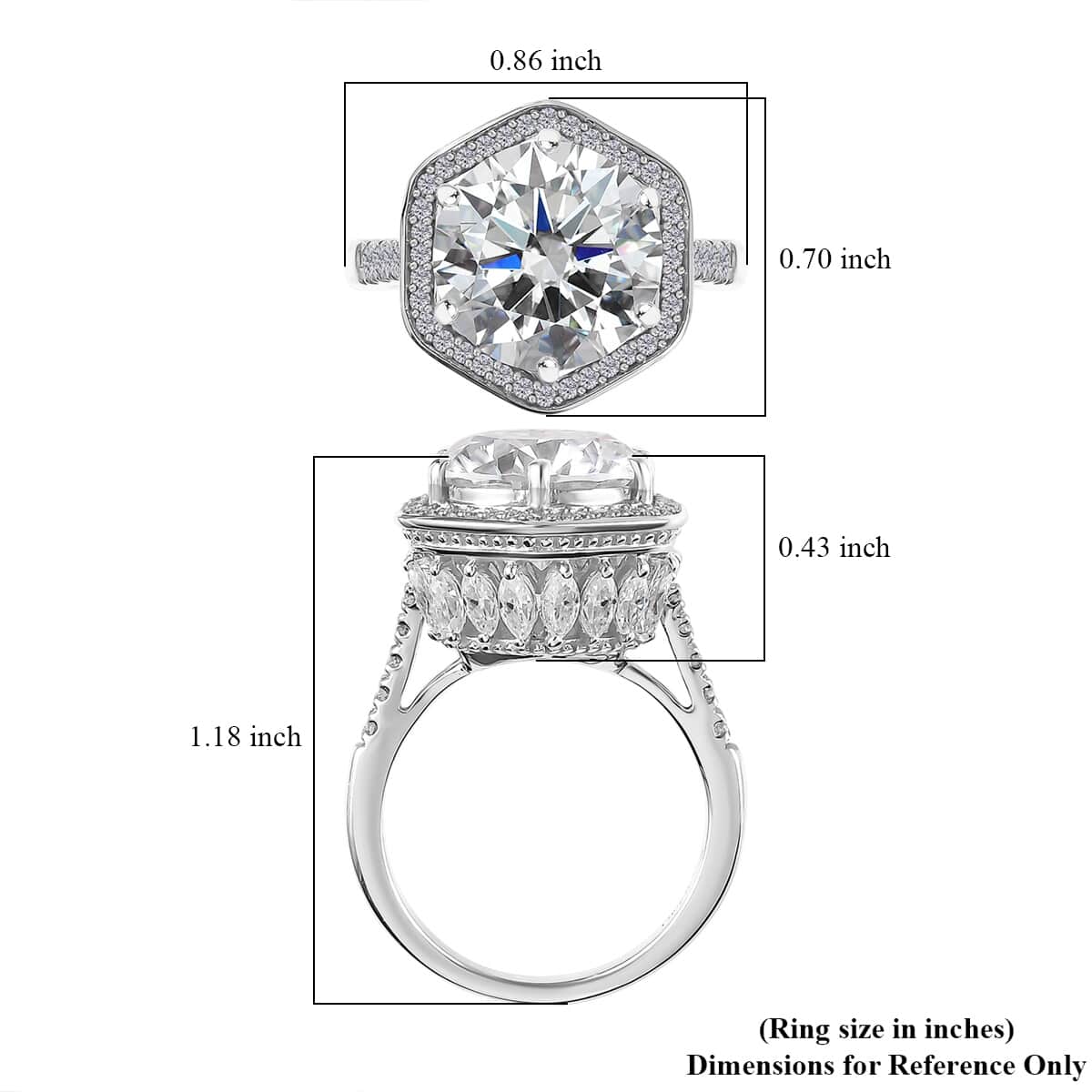 Moissanite Halo Ring in Platinum Over Sterling Silver (Size 7.0) 7.80 ctw image number 6