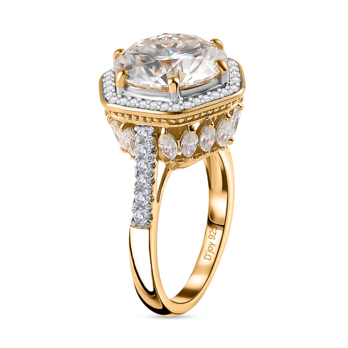 Moissanite Halo Ring in Vermeil Yellow Gold Over Sterling Silver (Size 7.0) 7.80 ctw image number 4
