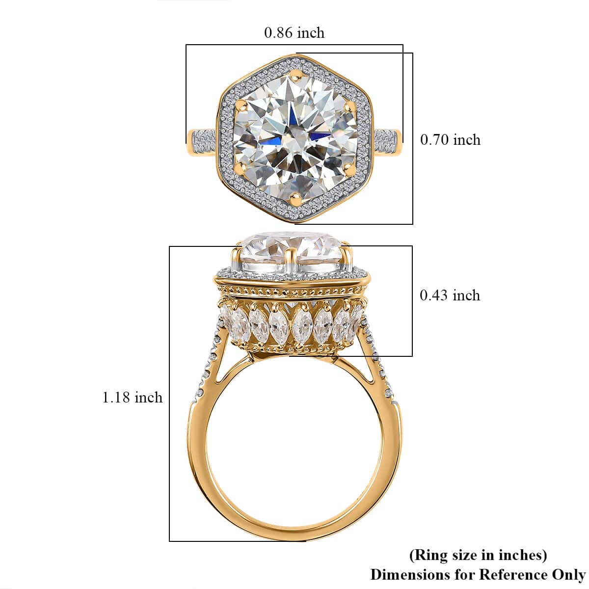 Moissanite Halo Ring in Vermeil Yellow Gold Over Sterling Silver (Size 7.0) 7.80 ctw image number 6