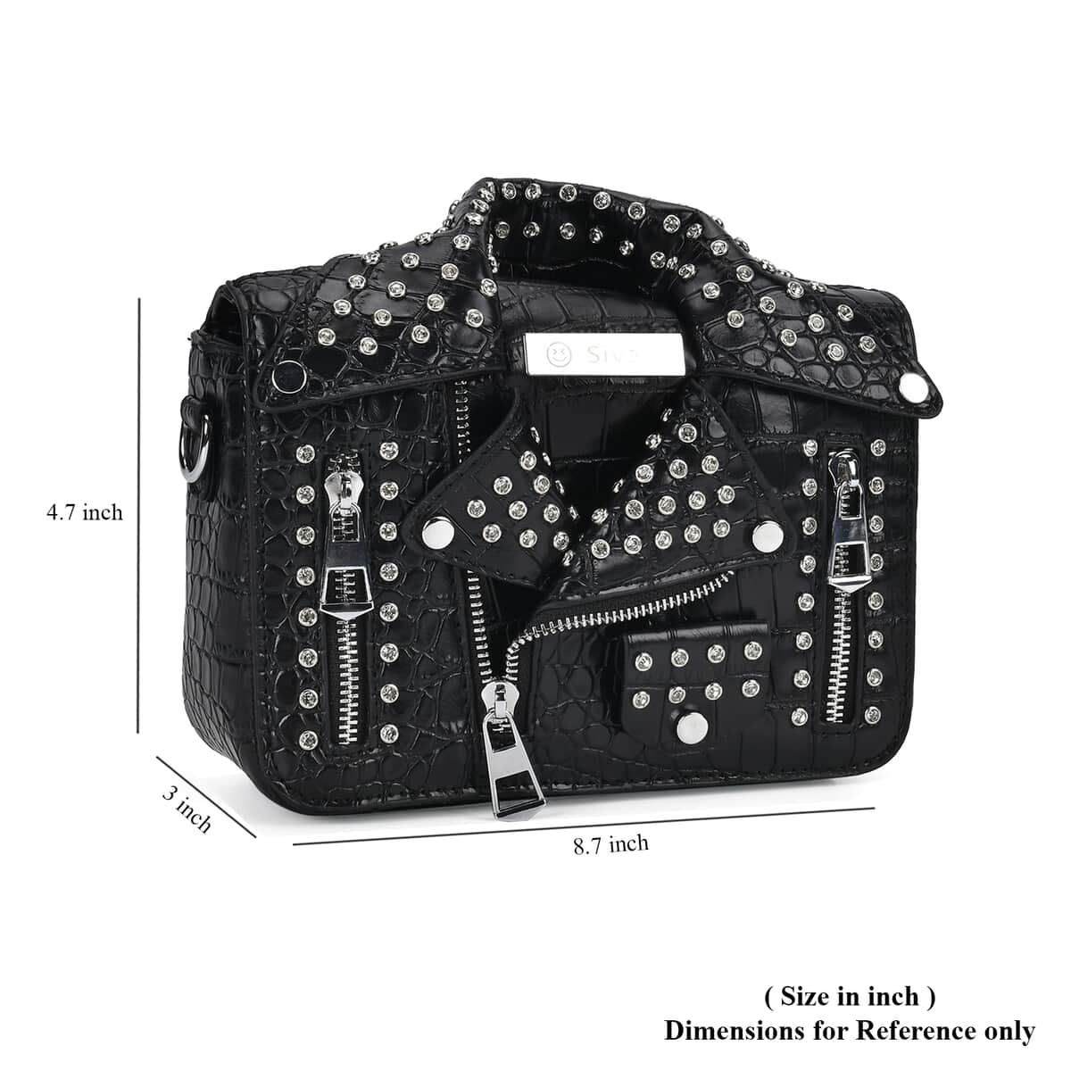 Sivani Life style Black Crocodile Embossed Faux Leather Crossbody Jacket Bag (8.7"x3"x4.7") with Detachable Chain Shoulder Strap image number 5