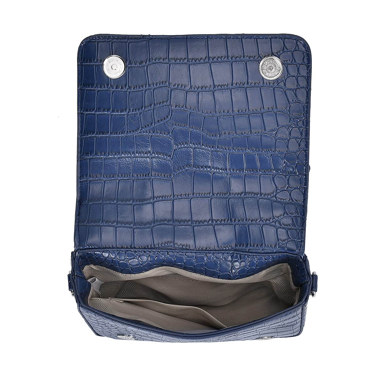 Sivani Navy Crocodile Embossed Faux Leather Crossbody Jacket Bag with Detachable Shoulder Strap image number 4