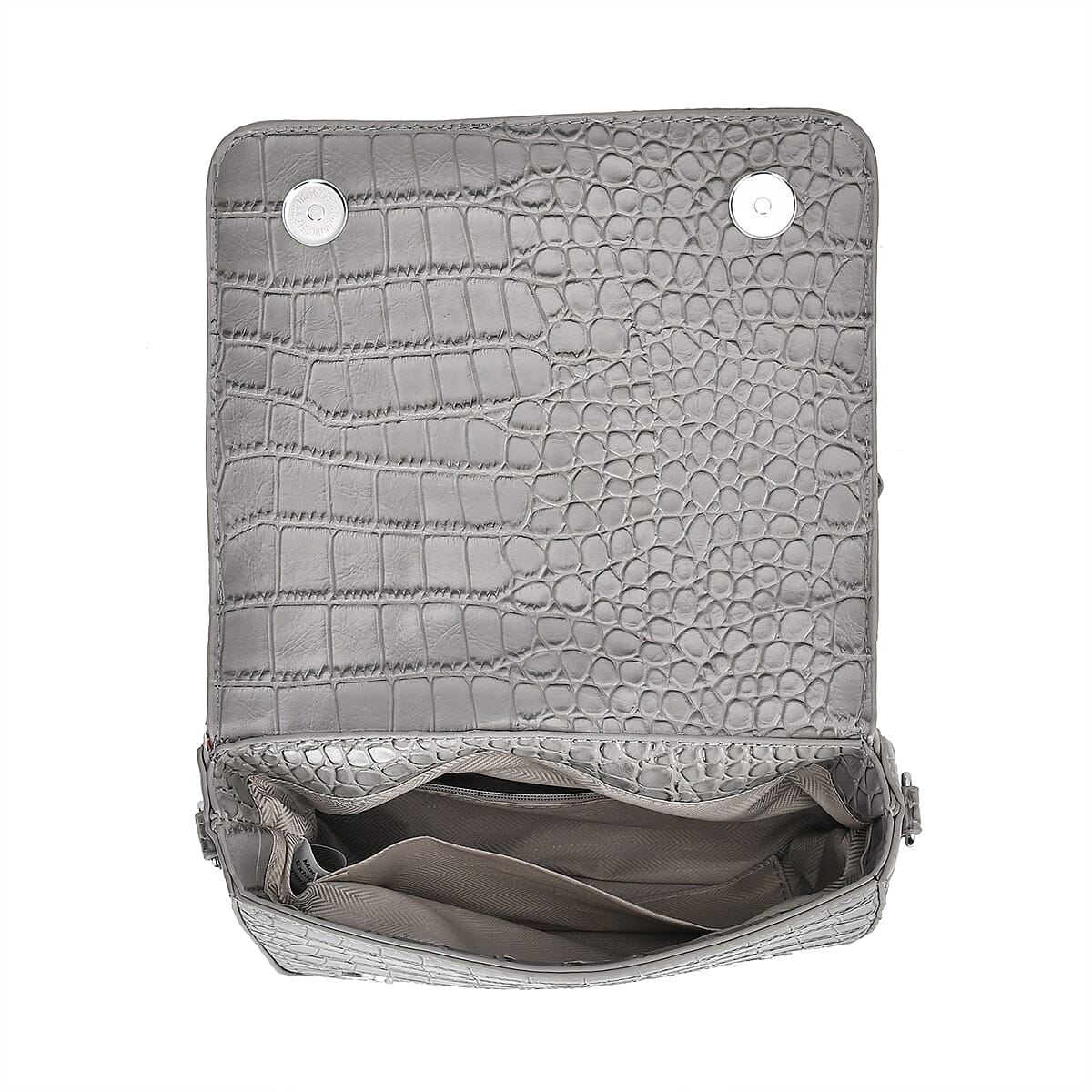 Sivani Gray Crocodile Embossed Faux Leather Crossbody Jacket Bag with Detachable Shoulder Strap image number 4