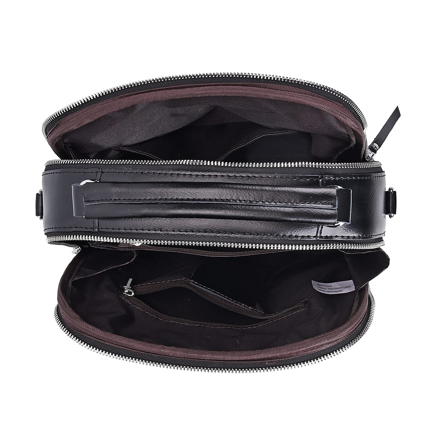 Black Genuine Leather Backpack with Crossbody Strap
