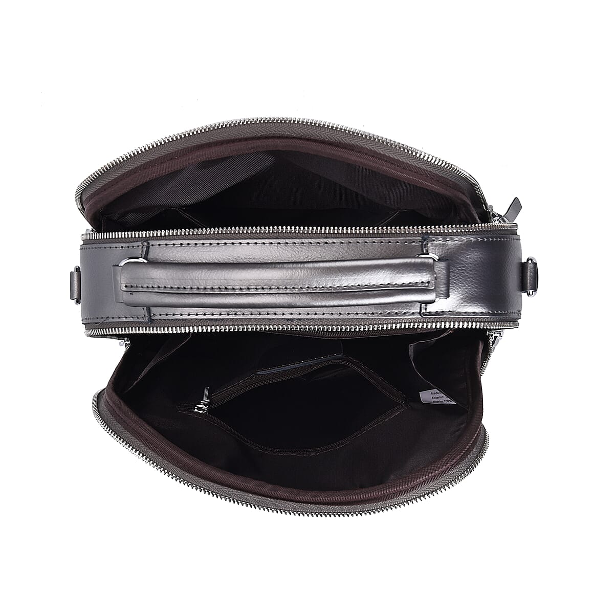 Silver Genuine Leather Backpack with Crossbody Strap image number 4