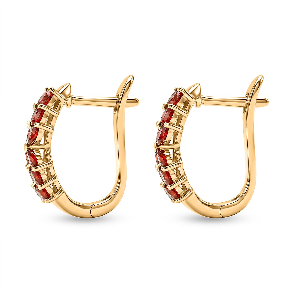 Premium Red Sapphire and White Zircon 2.45 ctw Earrings in 18K Vermeil Yellow Gold Over Sterling Silver