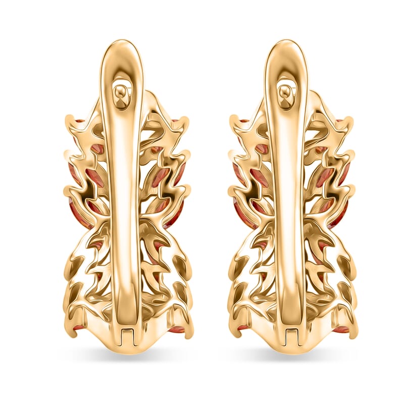 Premium Red Sapphire and White Zircon 2.45 ctw Earrings in 18K Vermeil Yellow Gold Over Sterling Silver