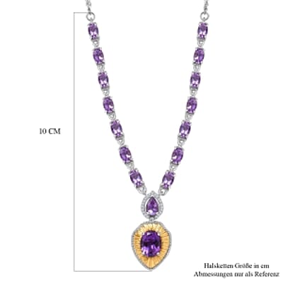 Premium Moroccan Amethyst and White Zircon 9.66 ctw Cluster Necklace (18 Inches) in 18K Vermeil YG and Rhodium Over Sterling Silver (13.76 g)