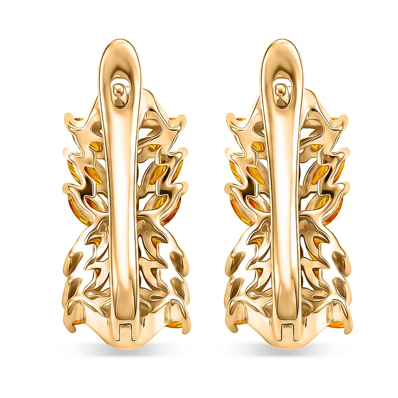 Premium Yellow Sapphire and White Zircon 3.00 ctw Earrings in 18K Vermeil YG Over Sterling Silver