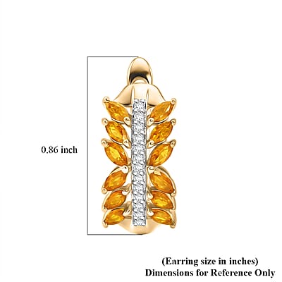 Premium Yellow Sapphire and White Zircon 3.00 ctw Earrings in 18K Vermeil YG Over Sterling Silver