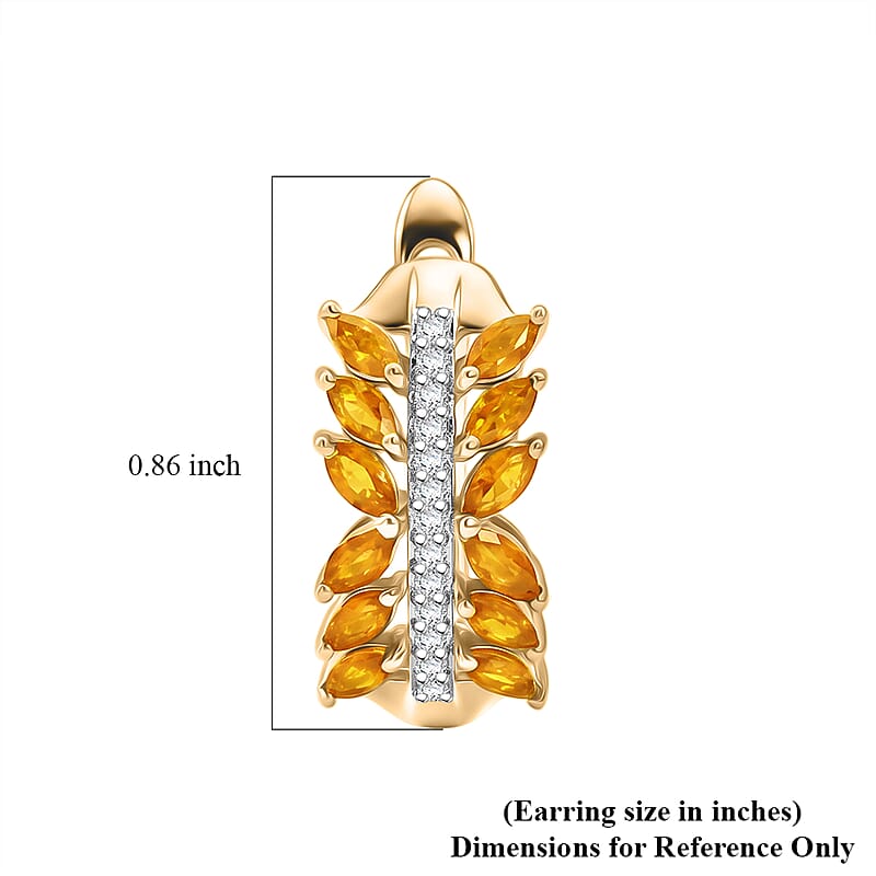 Premium Yellow Sapphire and White Zircon 3.00 ctw Earrings in 18K Vermeil YG Over Sterling Silver