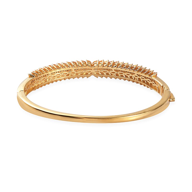 Premium Yellow Sapphire and White Zircon 7.00 ctw Bangle Bracelet in 18K Vermeil Yellow Gold Over Sterling Silver (7.50 In)