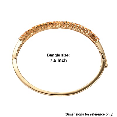 Premium Yellow Sapphire and White Zircon 7.00 ctw Bangle Bracelet in 18K Vermeil Yellow Gold Over Sterling Silver (7.50 In)