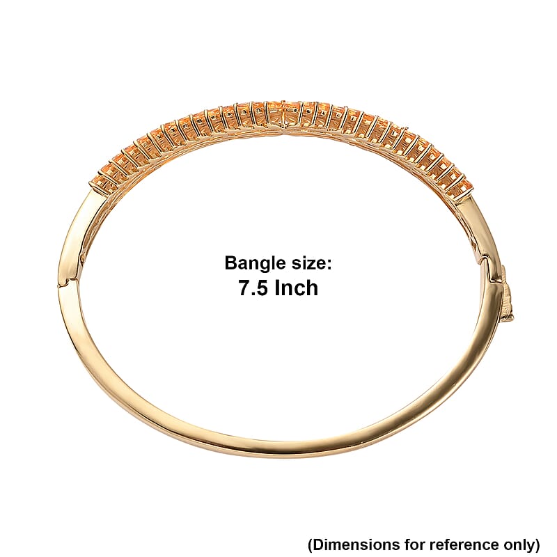 Premium Yellow Sapphire and White Zircon 7.00 ctw Bangle Bracelet in 18K Vermeil Yellow Gold Over Sterling Silver (7.50 In)