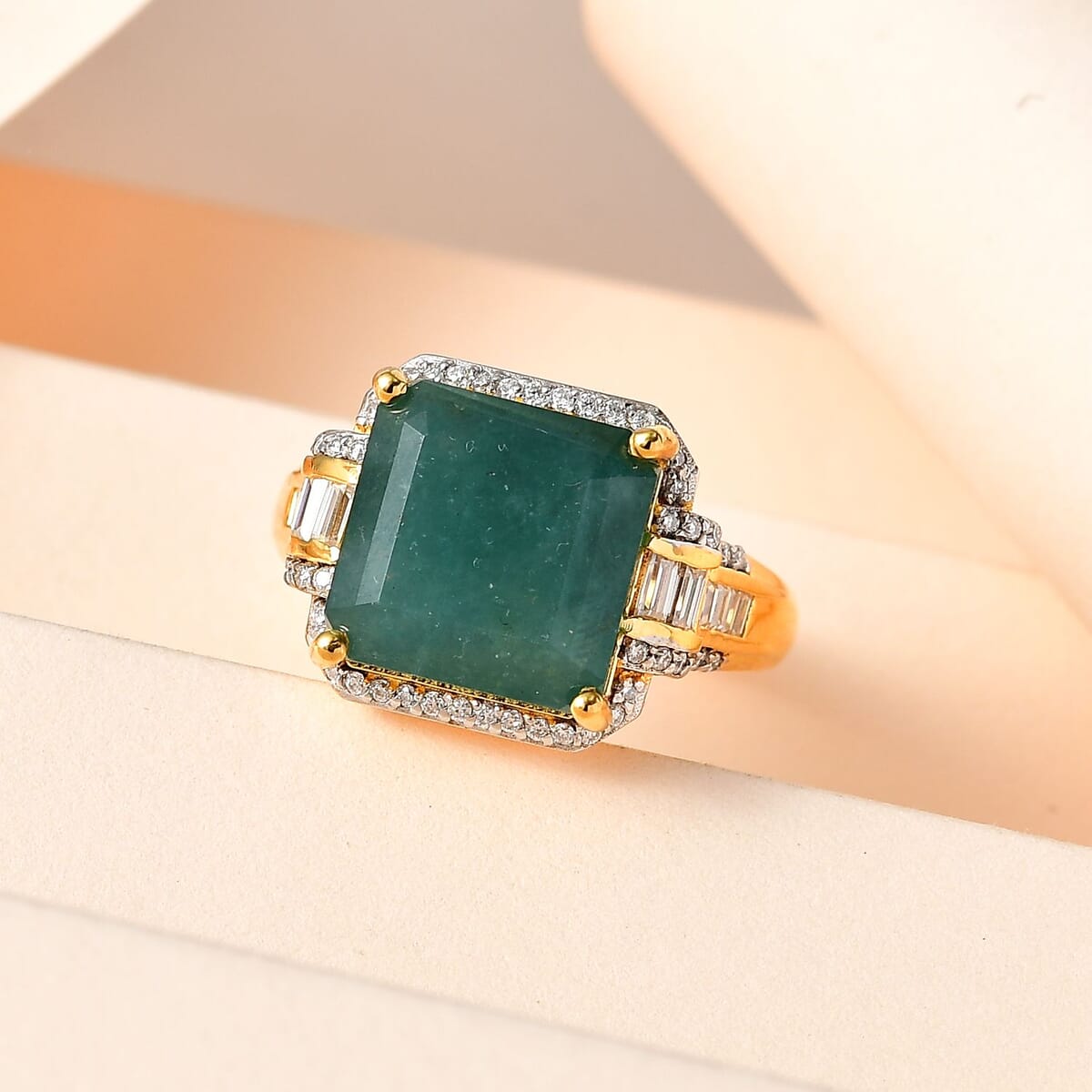 Premium Grandidierite and Moissanite 10.20 ctw Ring in Vermeil Yellow Gold Over Sterling Silver (Size 7.0) image number 1