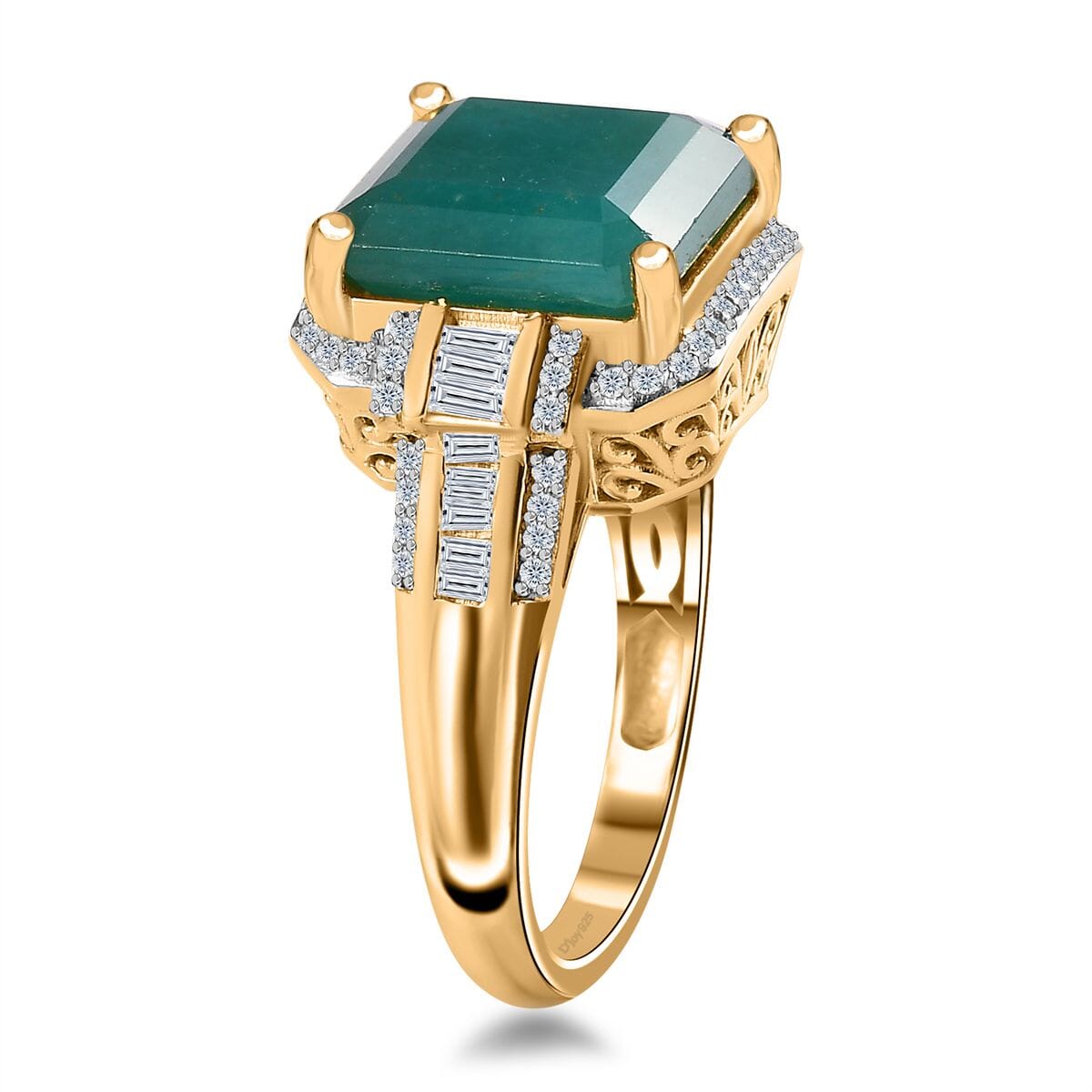 Premium Grandidierite and Moissanite 10.20 ctw Ring in Vermeil Yellow Gold Over Sterling Silver (Size 7.0) image number 3