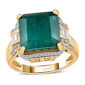 Premium Grandidierite and Moissanite 10.20 ctw Ring in Vermeil Yellow Gold Over Sterling Silver (Size 8.0)