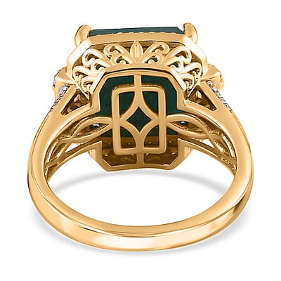 Premium Grandidierite and Moissanite 10.20 ctw Ring in Vermeil Yellow Gold Over Sterling Silver (Size 8.0)