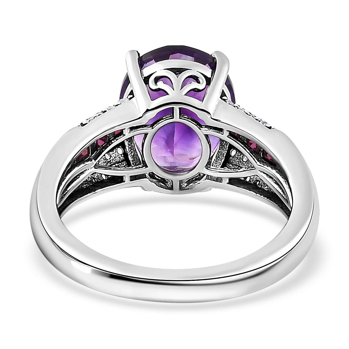 AAA Moroccan Amethyst and Multi Gemstone 6.15 ctw Ring in Platinum Over Sterling Silver (Size 10.0) image number 4