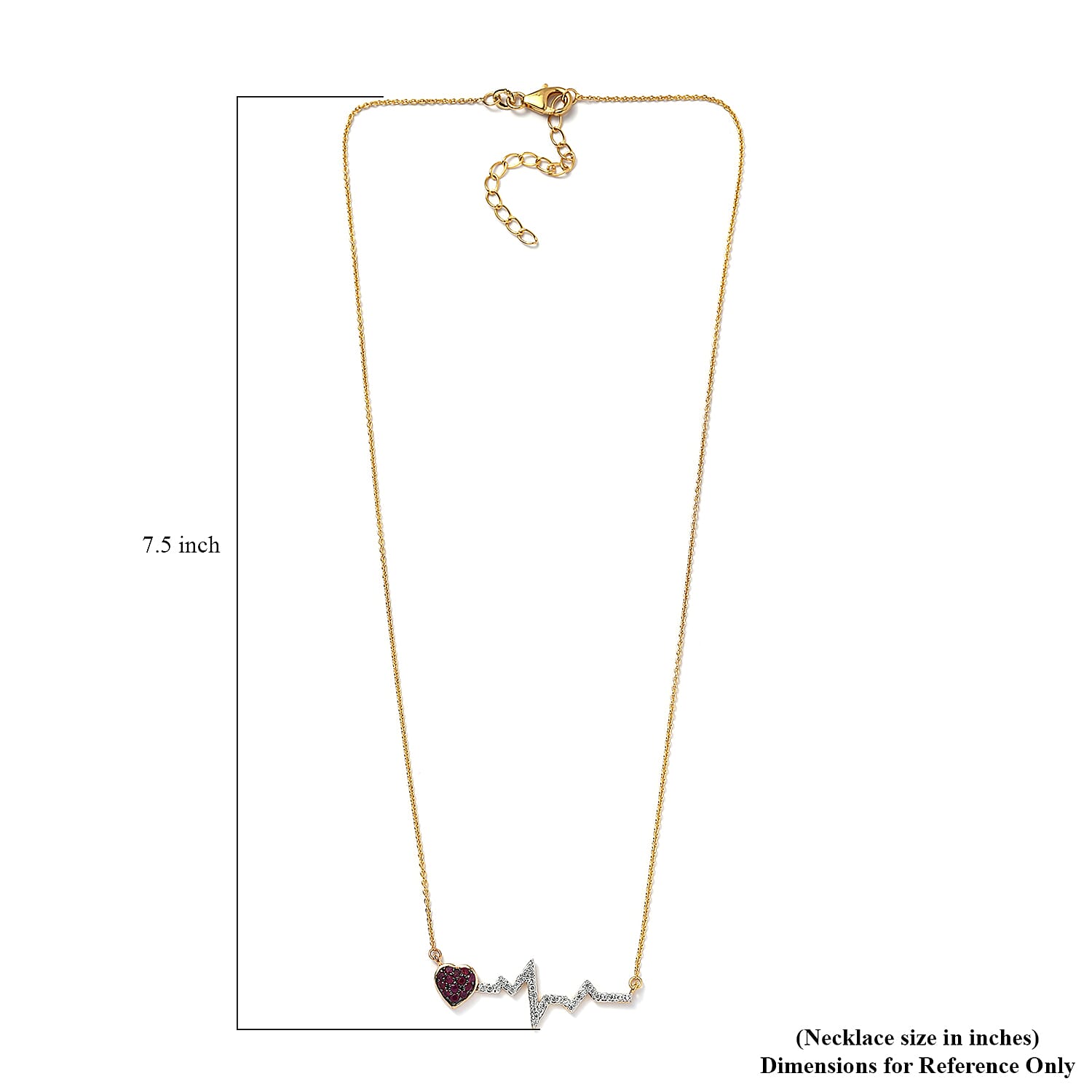 Premium Ruby and White Zircon 0.70 ctw Necklace in 18K Vermeil Yellow Gold Over Sterling Silver 20 Inches