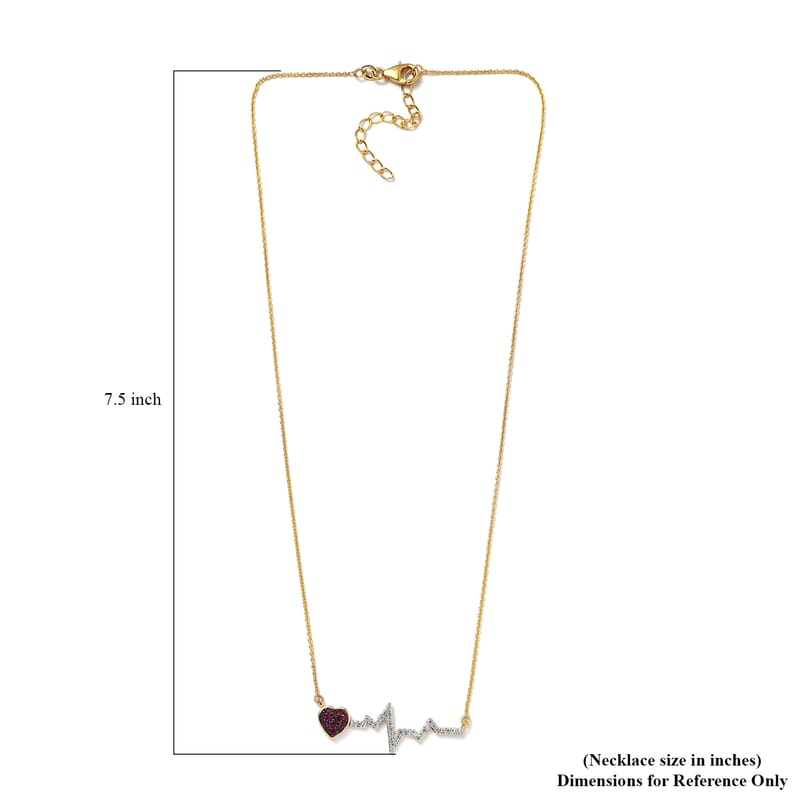Premium Ruby and White Zircon 0.70 ctw Necklace in 18K Vermeil Yellow Gold Over Sterling Silver 20 Inches