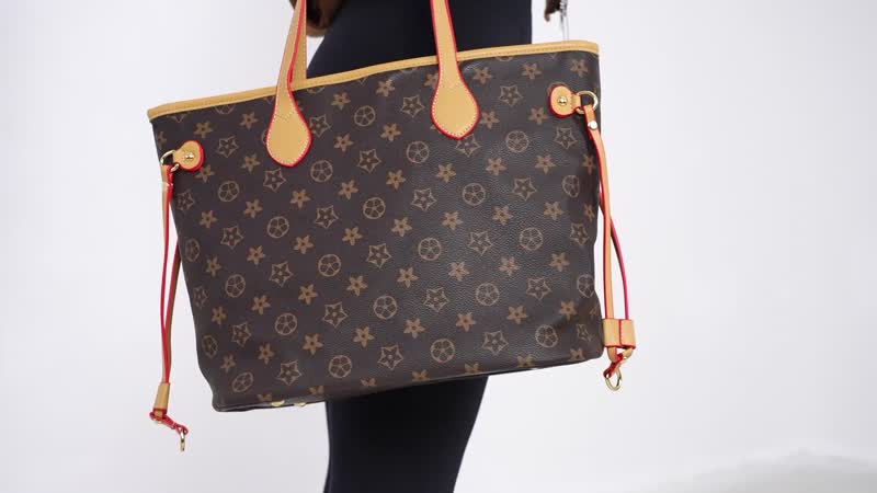 Dark Brown with Flower Print Faux Leather Tote Bag (15.7"x6.3"x11.4") with Apricot Handle