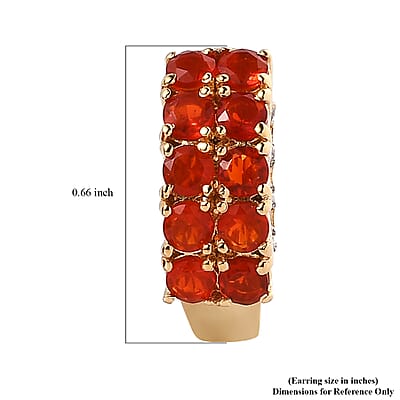 AAAA Crimson Fire Opal and White Zircon 1.70 ctw Hoop Earrings in 18K Vermeil Yellow Gold Over Sterling Silver