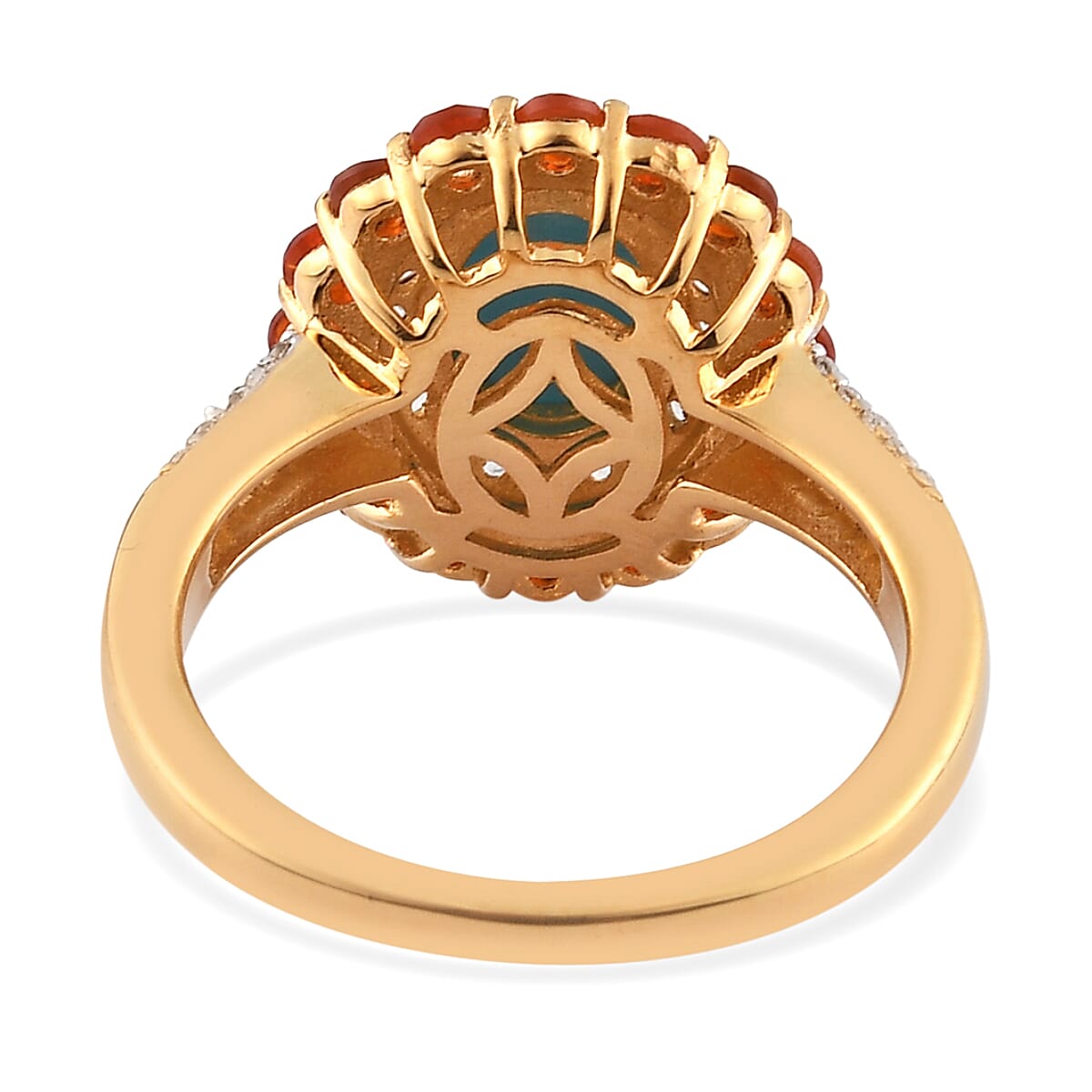 Premium Sleeping Beauty Turquoise and Multi Gemstone 2.00 ctw Ring in 18K Vermeil Yellow Gold Over Sterling Silver (Size 6.0)