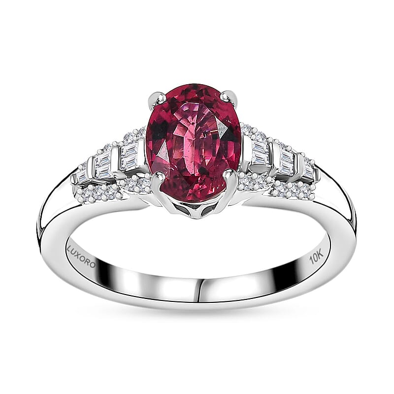 Luxoro 10K White Gold AAA Ouro Fino Rubellite and G-H I2 Diamond Ring (Size 10.0) 1.45 ctw