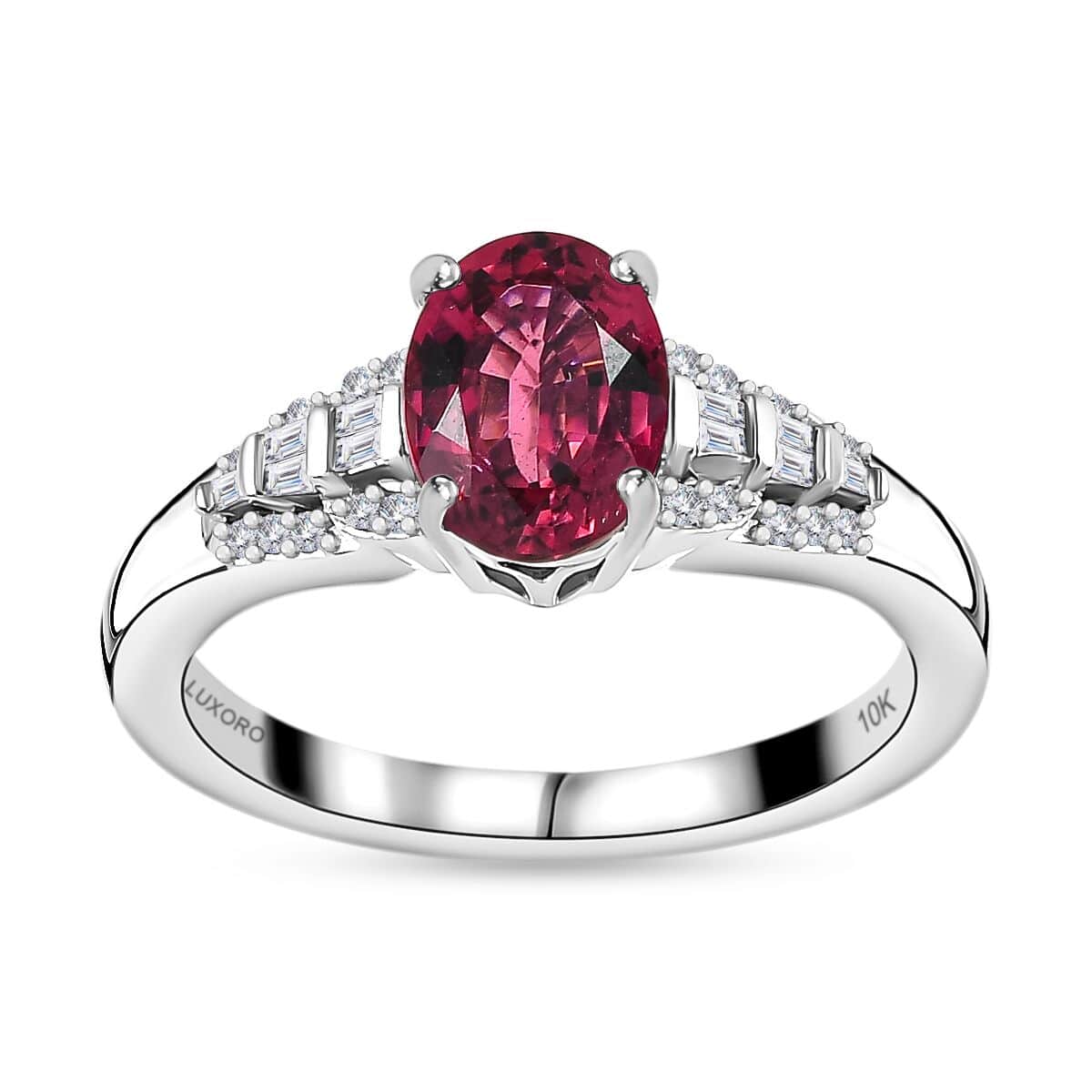 Luxoro 10K White Gold AAA Ouro Fino Rubellite and G-H I2 Diamond Ring (Size 10.0) 1.45 ctw image number 0