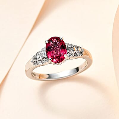Luxoro 10K White Gold AAA Ouro Fino Rubellite and G-H I2 Diamond Ring (Size 10.0) 1.45 ctw