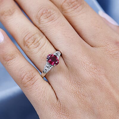 Luxoro 10K White Gold AAA Ouro Fino Rubellite and G-H I2 Diamond Ring (Size 10.0) 1.45 ctw
