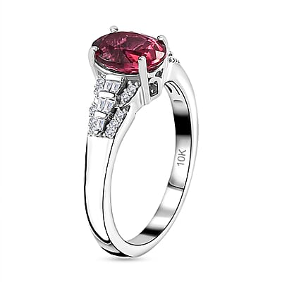 Luxoro 10K White Gold AAA Ouro Fino Rubellite and G-H I2 Diamond Ring (Size 10.0) 1.45 ctw