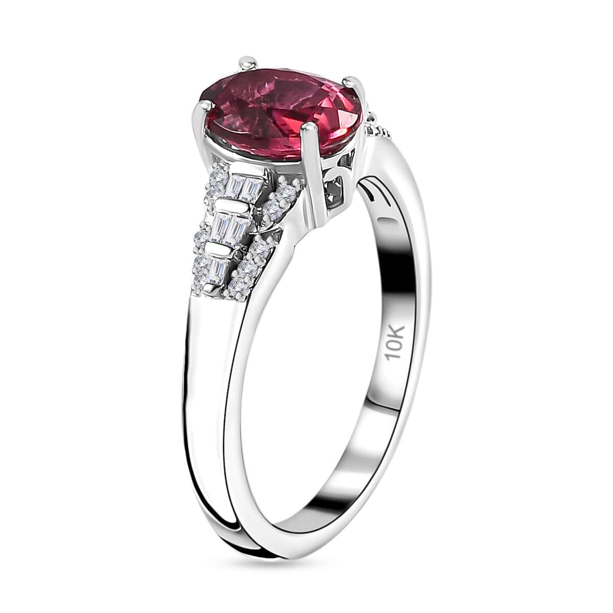 Luxoro 10K White Gold AAA Ouro Fino Rubellite and G-H I2 Diamond Ring (Size 10.0) 1.45 ctw image number 3