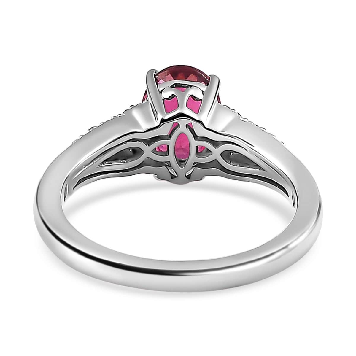 Luxoro 10K White Gold AAA Ouro Fino Rubellite and G-H I2 Diamond Ring (Size 10.0) 1.45 ctw image number 4