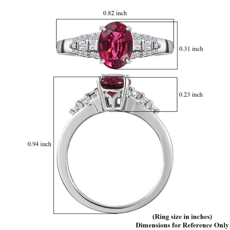 Luxoro 10K White Gold AAA Ouro Fino Rubellite and G-H I2 Diamond Ring (Size 10.0) 1.45 ctw