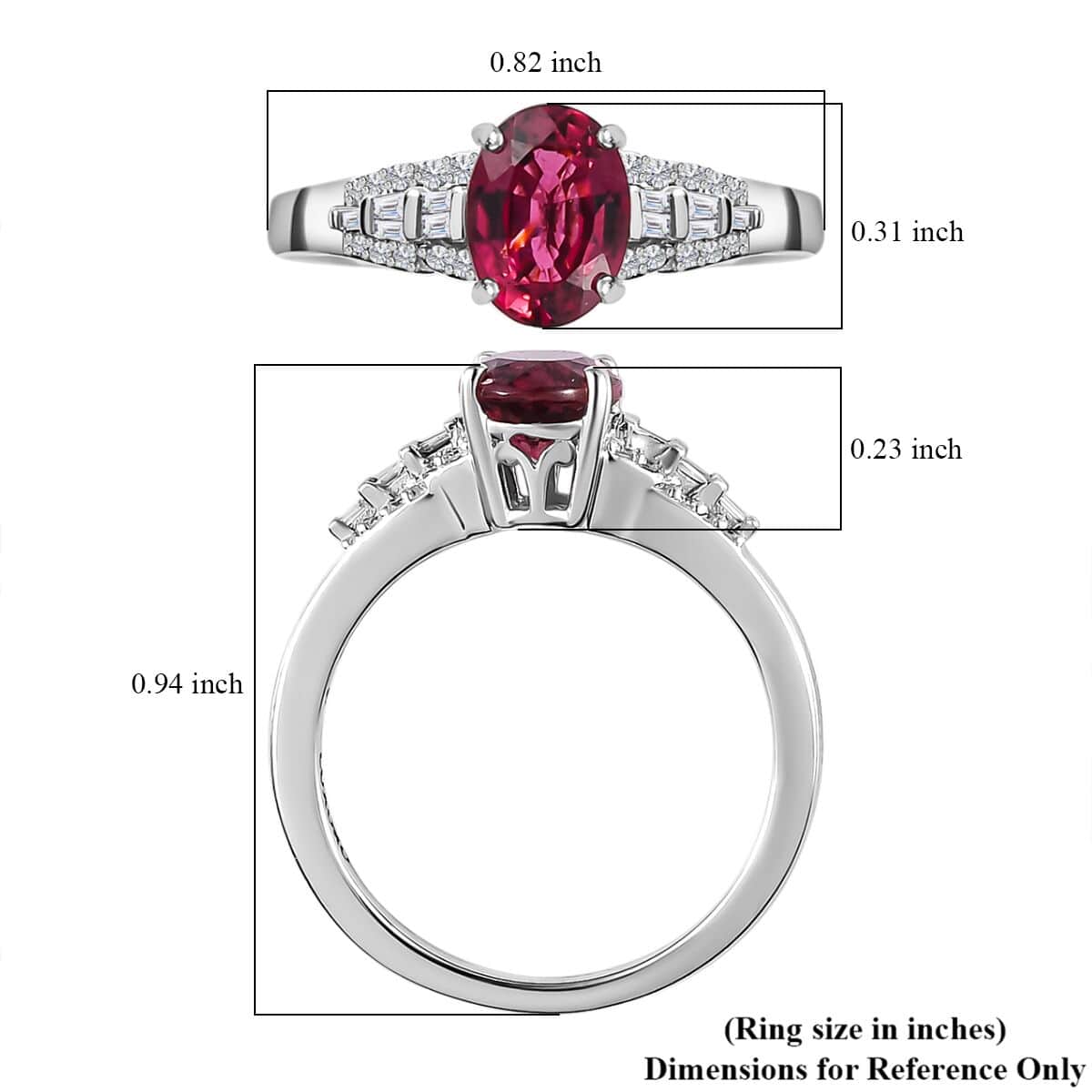 Luxoro 10K White Gold AAA Ouro Fino Rubellite and G-H I2 Diamond Ring (Size 10.0) 1.45 ctw image number 5