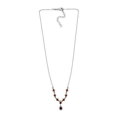 D'Joy Ouro Fino Rubellite and White Zircon Necklace 18-20 Inches in Vermeil YG and Platinum Over Sterling Silver 1.80 ctw