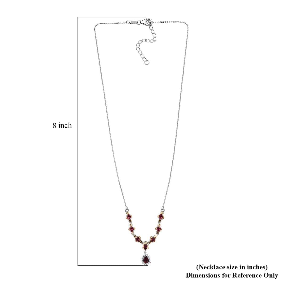 Ouro Fino Rubellite and White Zircon Necklace 18-20 Inches in Vermeil YG and Platinum Over Sterling Silver 1.80 ctw image number 5