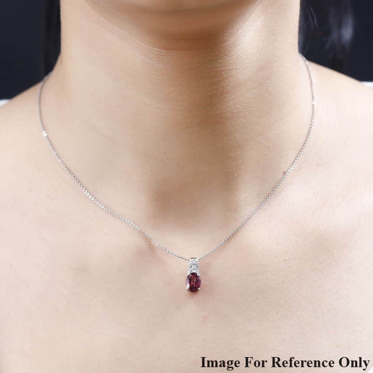 Luxoro 10K White Gold AAA Ouro Fino Rubellite and G-H I2 Diamond Pendant 1.40 ctw image number 2