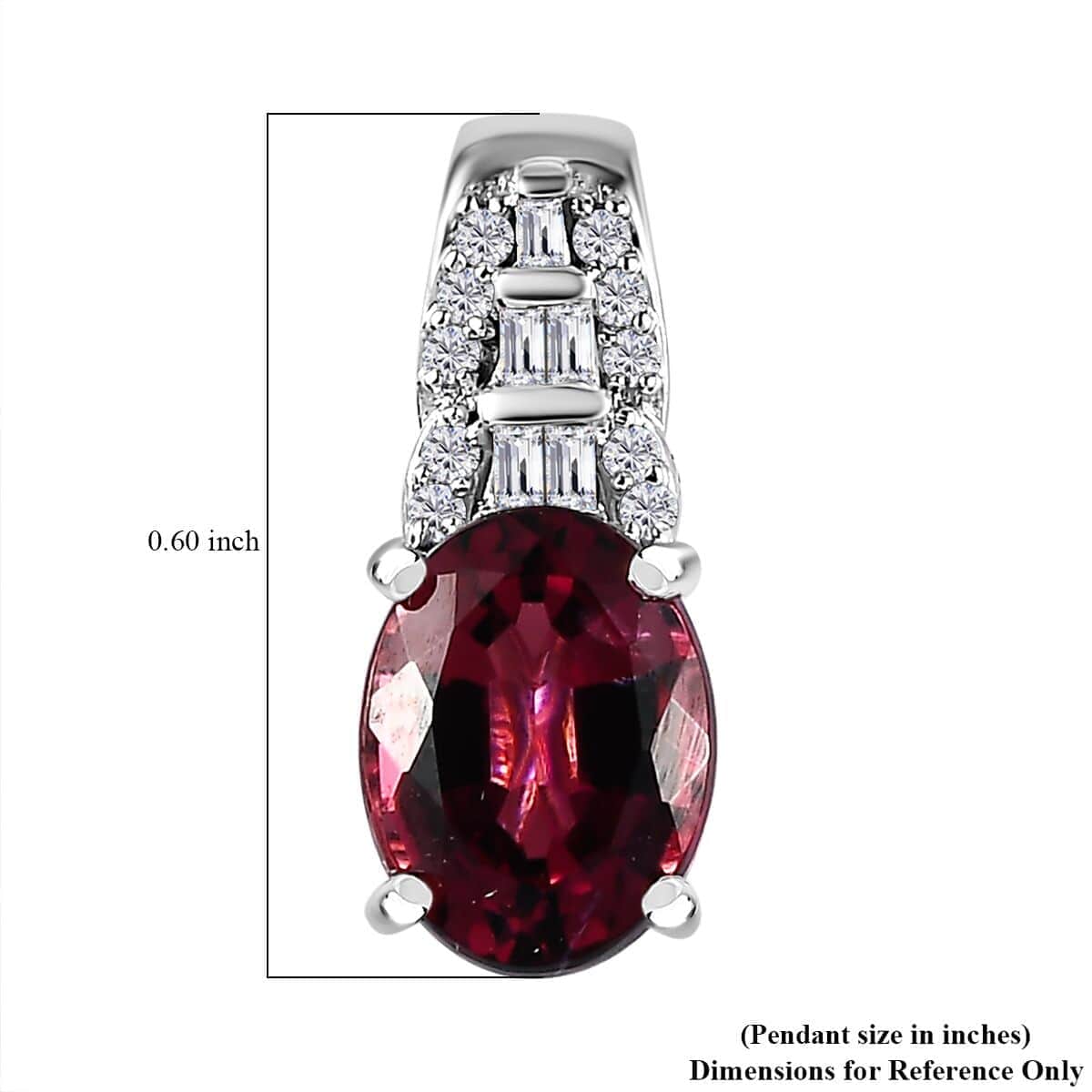 Luxoro 10K White Gold AAA Ouro Fino Rubellite and G-H I2 Diamond Pendant 1.40 ctw image number 5