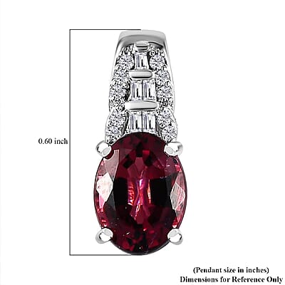 Luxoro 10K White Gold AAA Ouro Fino Rubellite and G-H I2 Diamond Pendant 1.40 ctw