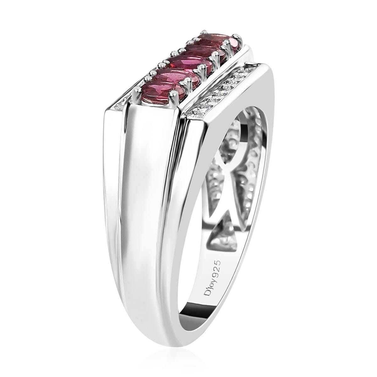Ouro Fino Rubellite and Moissanite Men's Ring in Platinum Over Sterling Silver (Size 13.0) 1.25 ctw image number 3