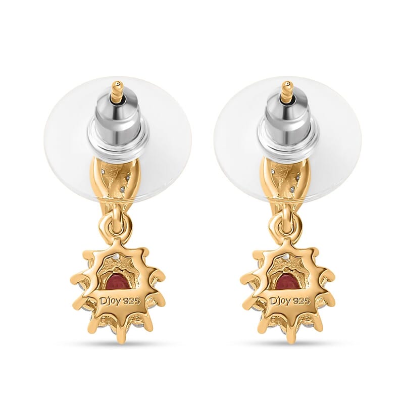 Ouro Fino Rubellite and White Zircon Sunburst Earrings in Vermeil Yellow Gold Over Sterling Silver 0.85 ctw