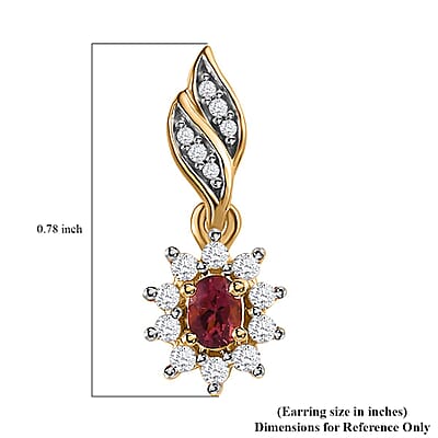 Ouro Fino Rubellite and White Zircon Sunburst Earrings in Vermeil Yellow Gold Over Sterling Silver 0.85 ctw