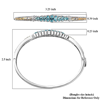 Betroka Blue Apatite Bangle Bracelet 2.00 ctw 14K YG and Platinum Over Copper with Magnet (7.25 In)
